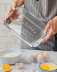 Custom Engraved Glass Baking Roasting Tray, Personalised Casseroles Dessert Pie Dish, Tableware, Anniversary, Mom, Kitchen Housewarming Gift