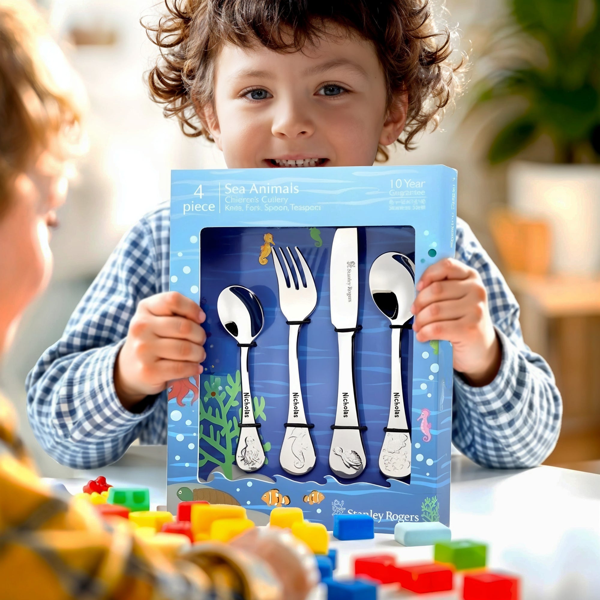 Custom Engraved Kid's Cutlery 4 Piece Set, Personalised Children Name Spoons, Fork, Knife/ Daycare Dining Tools, First Birthday Baptism Gift
