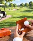 Custom Engraved Leatherette 2 Golf Balls Pouch & Tee Holder, Personalised Golfer Accessories, Dad, Groomsmen, Christmas Logo Corporate Gift