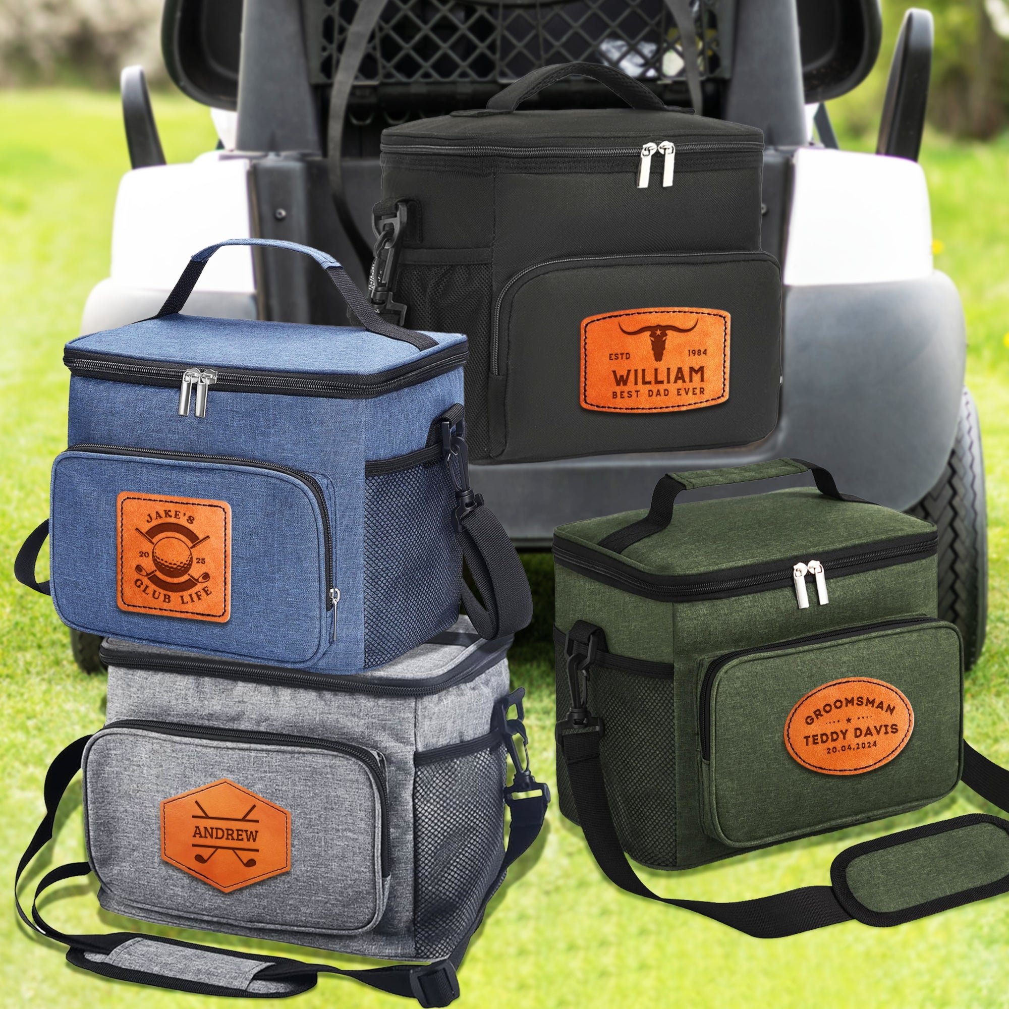Custom Engraved Patch Insulated Golf Cooler Bag, Personalised Logo Beer Picnic Grocery Lunch Storage, Groomsman Dad Corporate Christmas Gift