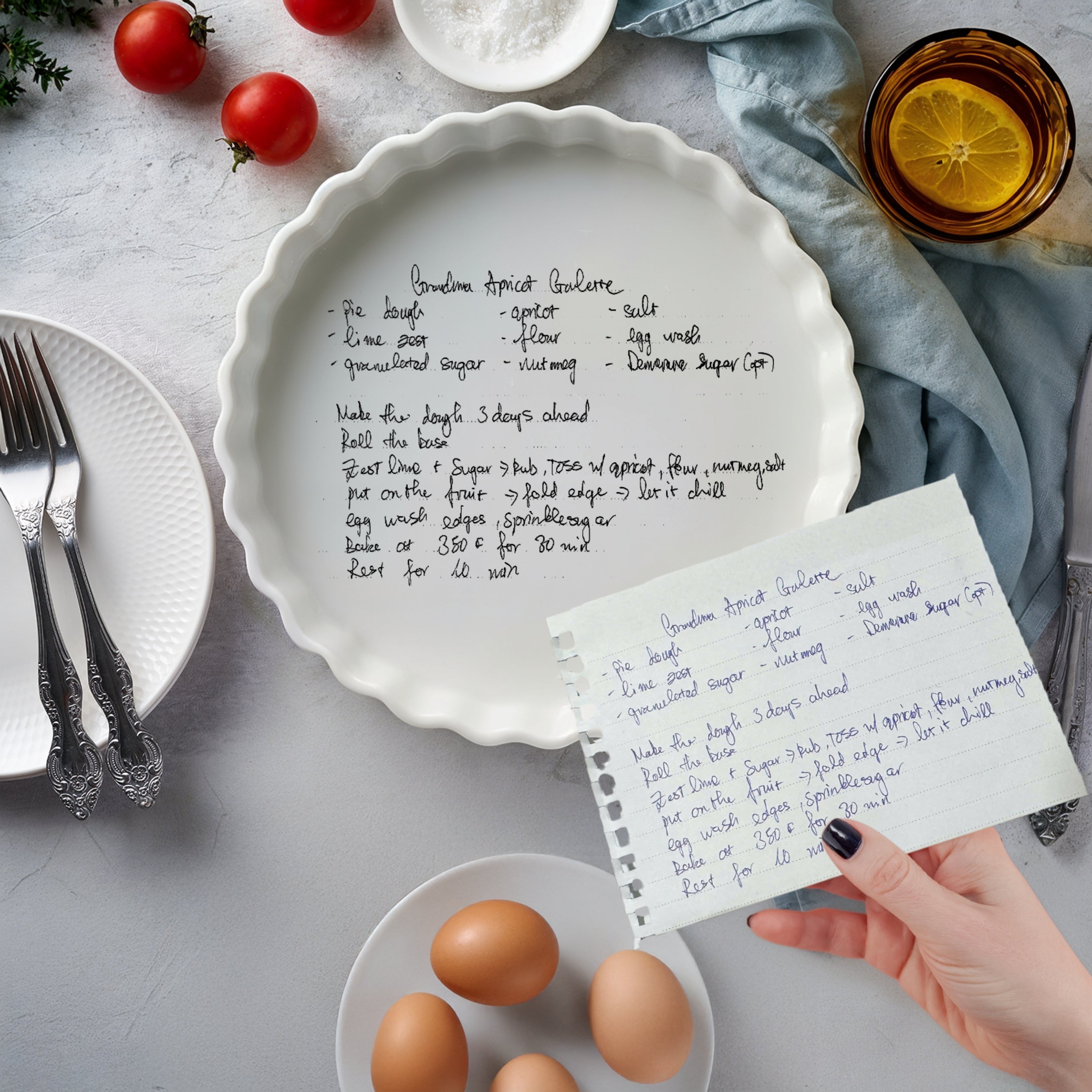 Custom Engraved Recipe & Photo White Porcelain Round Baking Tray ...