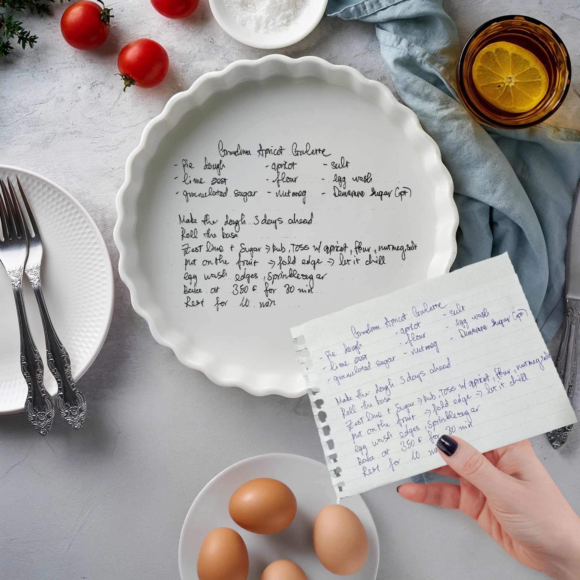 Custom Engraved Recipe Photo White Porcelain Round Baking Tray