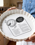 Custom Engraved Recipe & Photo White Porcelain Round Baking Tray, Personalised Portrait Quiches Tart Pie Dish, Kitchen Keepsake Grandma Gift