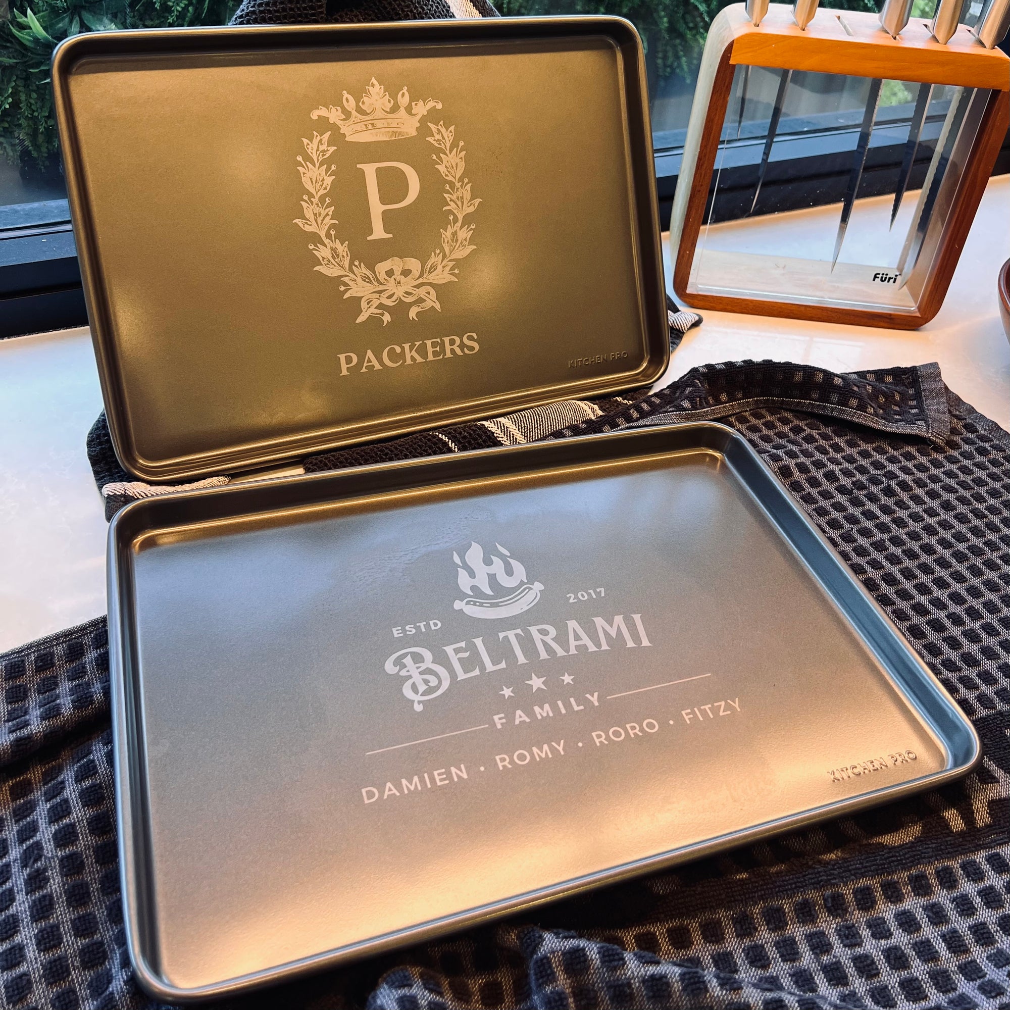 Custom Engraved Rectangle Black Steel Baking Tray, Personalised Non-Stick Carbon Steel Oven Pan, Kitchen, Home Chef, Baker Grandma Xmas Gift