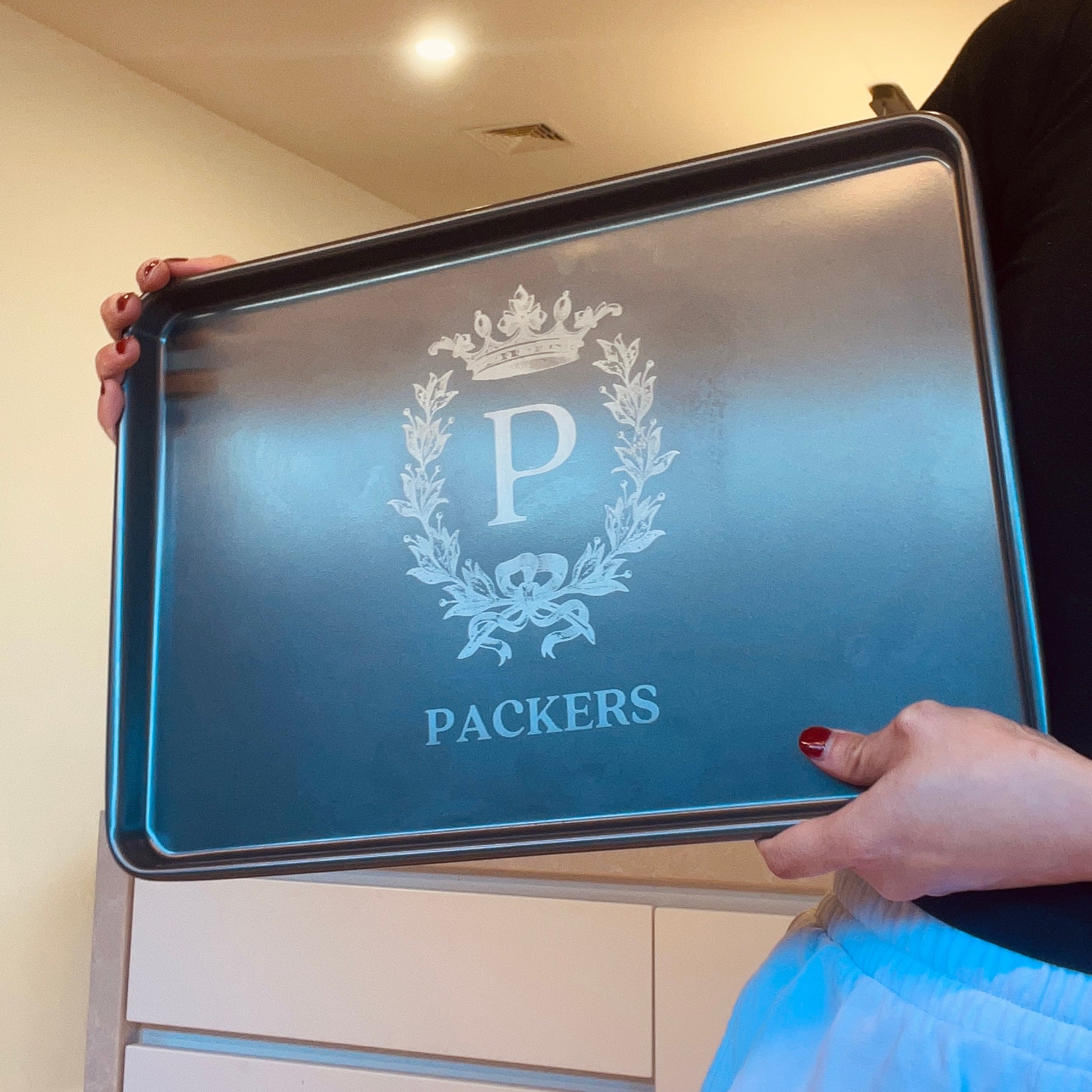 Custom Engraved Rectangle Black Steel Baking Tray, Personalised Non-Stick Carbon Steel Oven Pan, Kitchen, Home Chef, Baker Grandma Xmas Gift