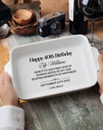 Custom Engraved Rectangle White Porcelain Baking Tray, Personalised Portrait Pie Dish, Kitchen Keepsake, Housewarming Grandma Christmas Gift