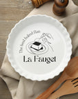 Custom Engraved Round White Porcelain Baking Tray, Personalised Pie Dish Quiches Tart, Kitchen Keepsake, Housewarming Grandma Christmas Gift