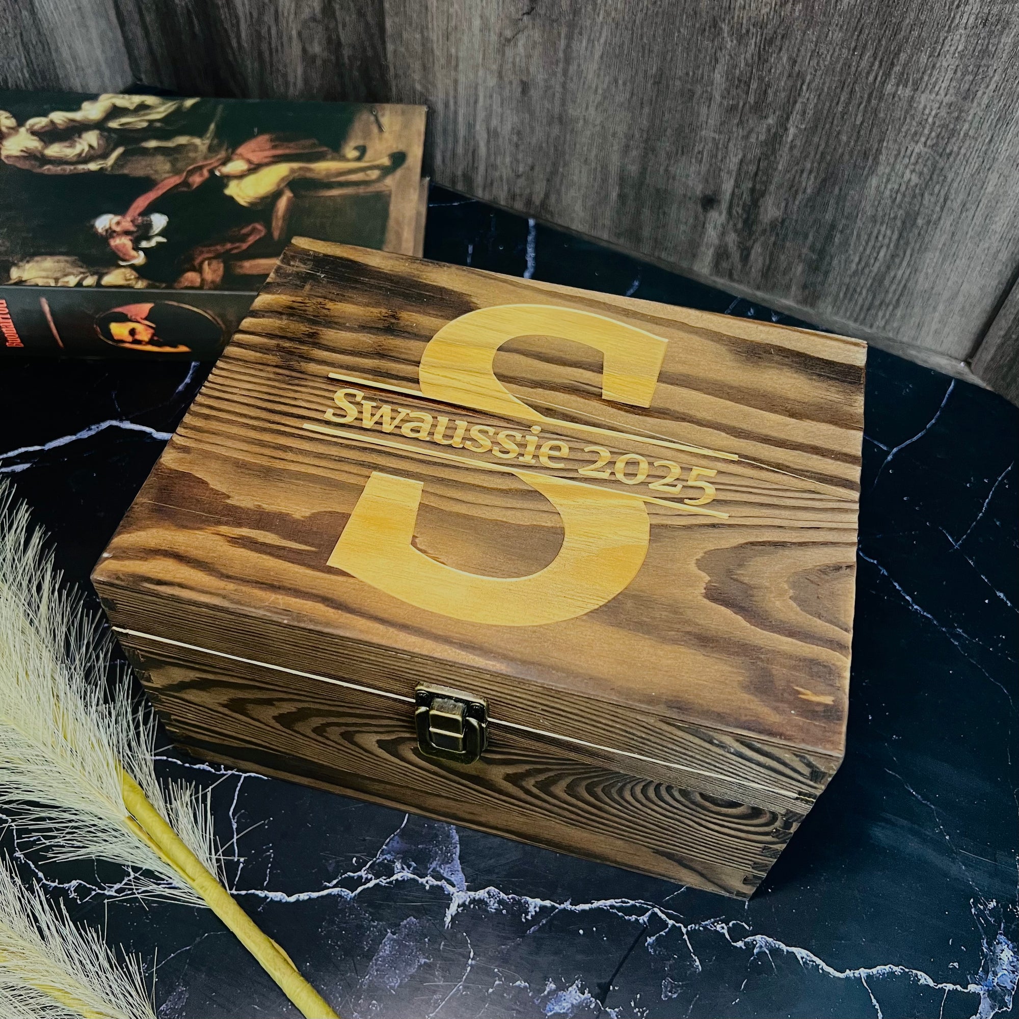 Custom Engraved Whiskey Wooden Box &amp; 2 Europe Crystal Scotch Glass, Personalised Logo Barware Set, Retirement, Groomsman Dad, Corporate Gift