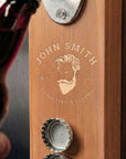 Custom Engraved Wooden Beer Bottle Opener & Cap Catcher/ Collector, Personalised Name Logo, Father's Day, Christmas, Groomsmen Gift for Him