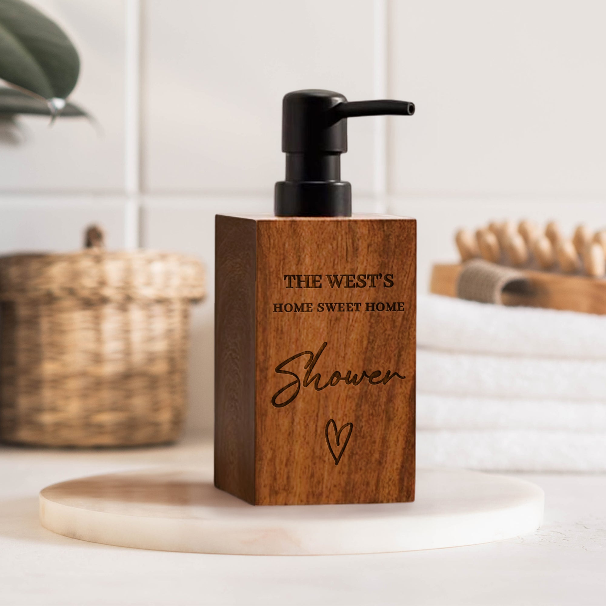 Custom Engraved Wooden Soap Dispenser, Personalised Bathroom Pump, Refillable Liquid Hand & Dish Bottle Kitchen Housewarming Gift Home Décor_1