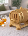 Custom Engraved Wooden Wine Barrel 1.5L | Whiskey, Brandy, Tequila Tap Dispenser, Beer Pine Wood Storage, Groomsman Wedding, Birthday Dad Gift