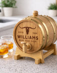 Custom Engraved Wooden Wine Barrel 1.5L | Whiskey, Brandy, Tequila Tap Dispenser, Beer Pine Wood Storage, Groomsman Wedding, Birthday Dad Gift