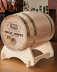 Custom Engraved Wooden Wine Barrel 5L | Whiskey, Brandy, Tequila Tap Dispenser, Beer Pine Wood Storage, Groomsman Wedding, Birthday Dad Gift