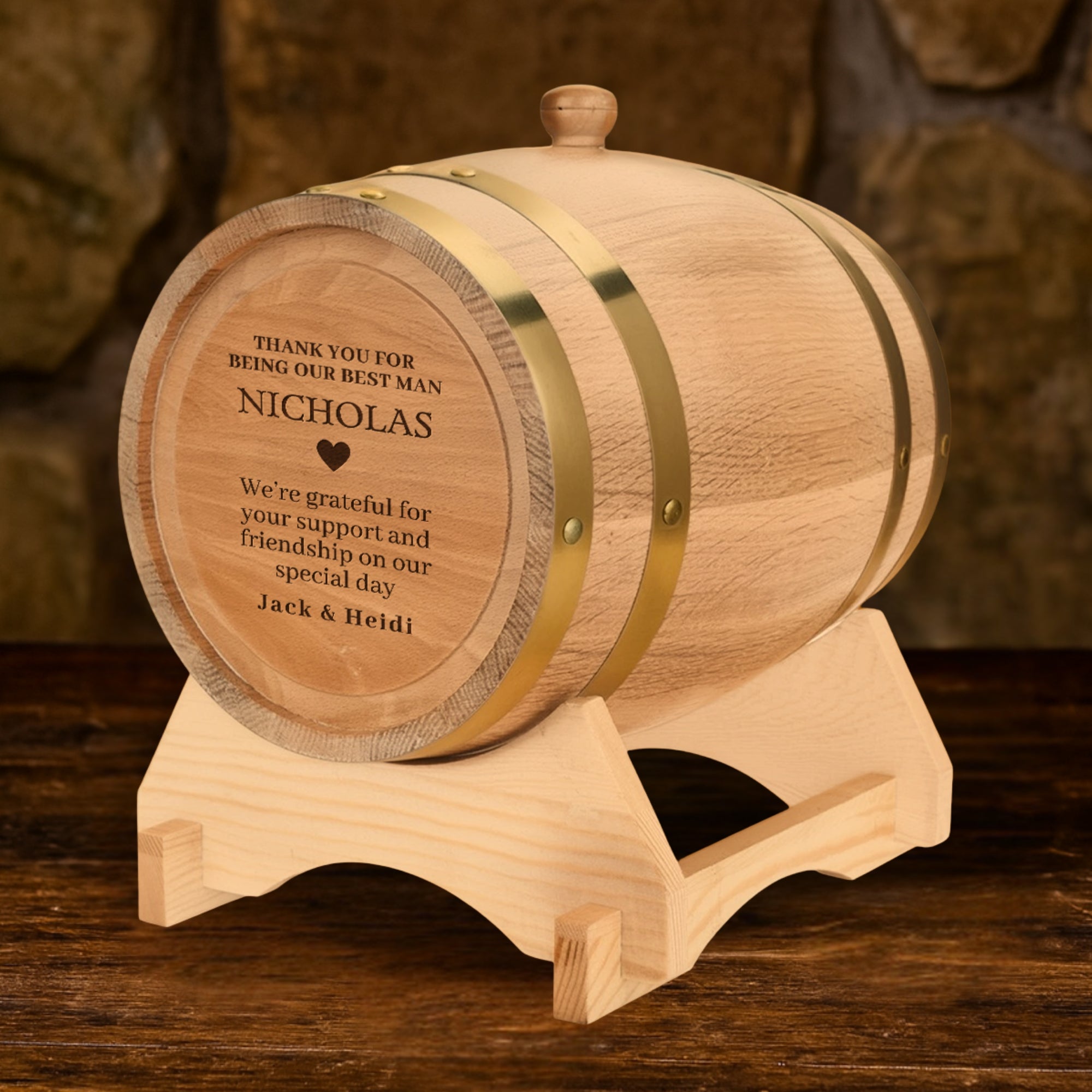 Custom Engraved Wooden Wine Barrel 5L | Whiskey, Brandy, Tequila Tap Dispenser, Beer Pine Wood Storage, Groomsman Wedding, Birthday Dad Gift