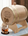 Custom Engraved Wooden Wine Barrel 5L | Whiskey, Brandy, Tequila Tap Dispenser, Beer Pine Wood Storage, Groomsman Wedding, Birthday Dad Gift