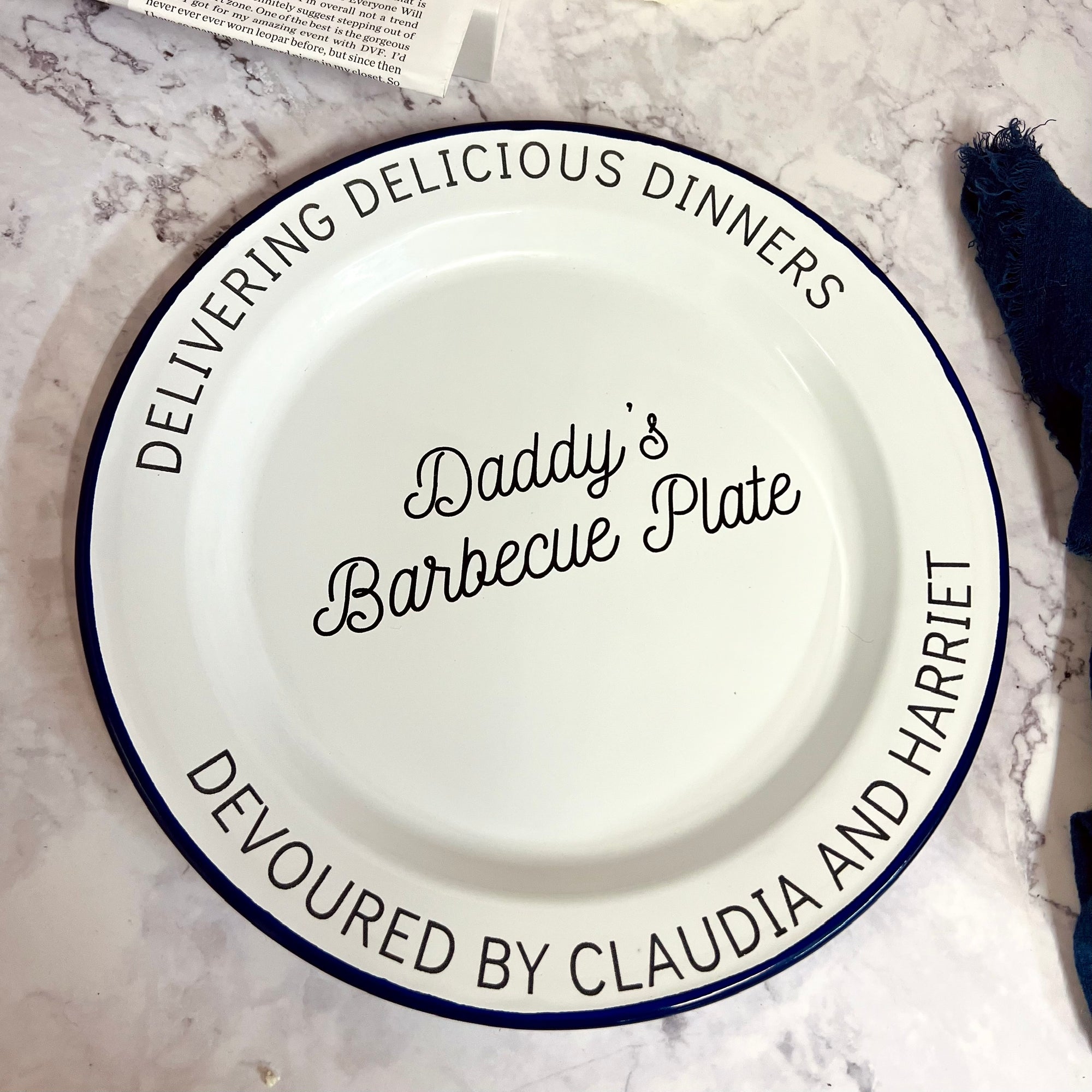 Custom Engraved Enamel Plate, Pasta, Steak, Pancake, Sweet Treats Personalised Dish, Picnic Tableware, Anniversary, Housewarming Xmas Gift