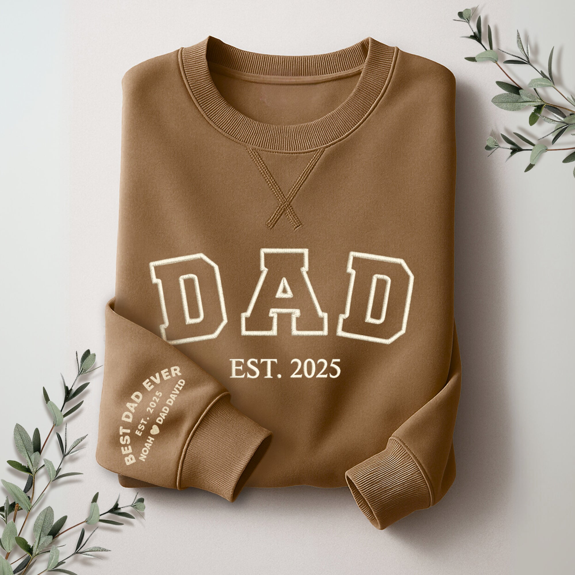 Custom Mother, Father Embroidered Unisex Sweatshirt, Personalised Family Jumper Unisex Oversized Crewneck Mum/ Mom/ Dad Embroidery Xmas Gift