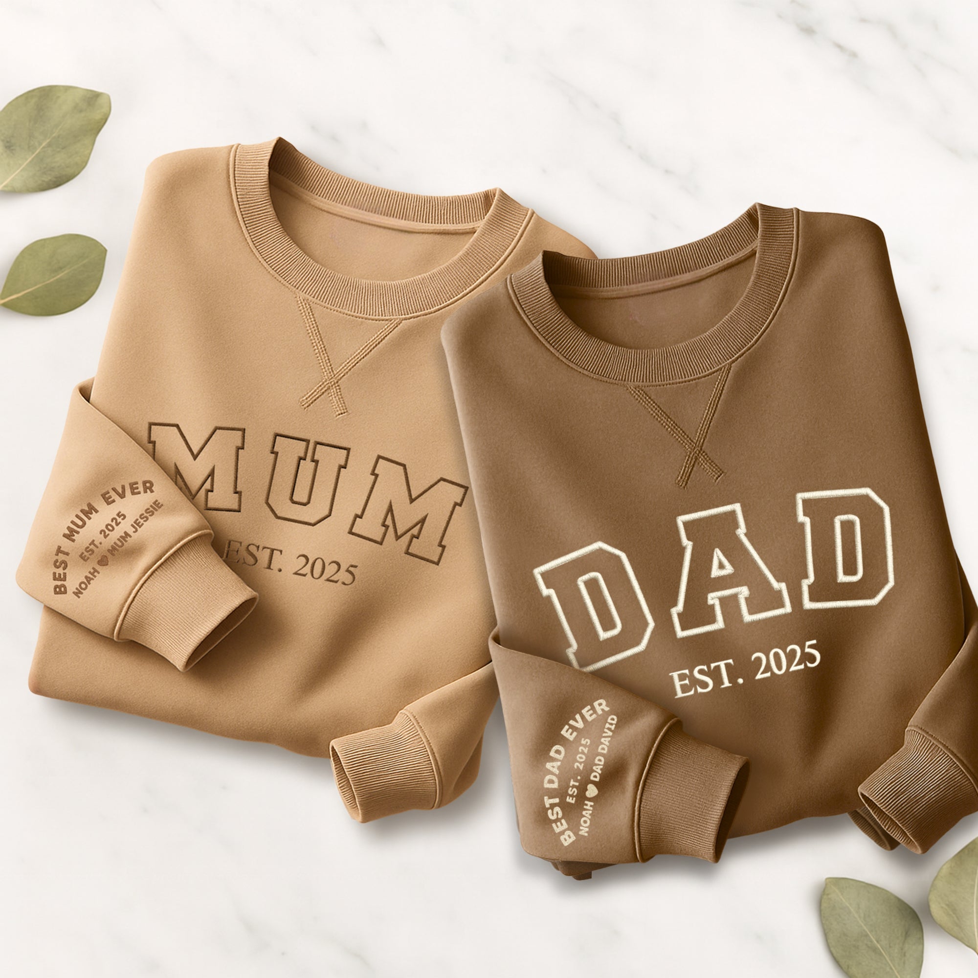 Custom Mother, Father Embroidered Unisex Sweatshirt, Personalised Family Jumper Unisex Oversized Crewneck Mum/ Mom/ Dad Embroidery Xmas Gift