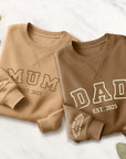 Custom Mother, Father Embroidered Unisex Sweatshirt, Personalised Family Jumper Unisex Oversized Crewneck Mum/ Mom/ Dad Embroidery Xmas Gift