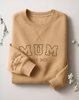 Custom Mother, Father Embroidered Unisex Sweatshirt, Personalised Family Jumper Unisex Oversized Crewneck Mum/ Mom/ Dad Embroidery Xmas Gift