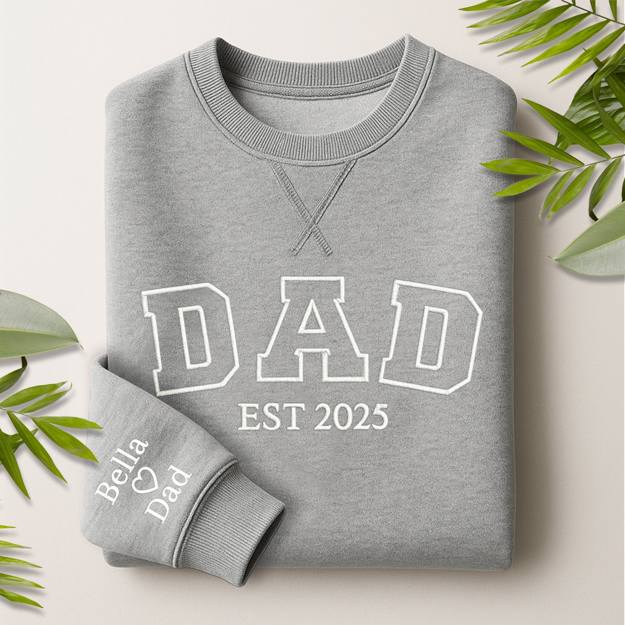 Custom Mother, Father Embroidered Unisex Sweatshirt, Personalised Family Jumper Unisex Oversized Crewneck Mum/ Mom/ Dad Embroidery Xmas Gift