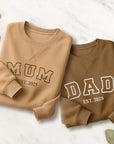 Custom Mother, Father Embroidered Unisex Sweatshirt, Personalised Family Jumper Unisex Oversized Crewneck Mum/ Mom/ Dad Embroidery Xmas Gift