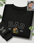 Custom Photo Embroidered Dad Sweatshirt, Personalised Family Portrait Jumper, Oversized Crewneck Name Embroidery, Father's Day, Gift for Him