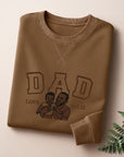 Custom Photo Embroidered Dad Sweatshirt, Personalised Family Portrait Jumper, Oversized Crewneck Name Embroidery, Father's Day, Gift for Him