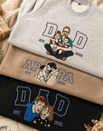 Custom Photo Embroidered Dad Sweatshirt, Personalised Family Portrait Jumper, Oversized Crewneck Name Embroidery, Father's Day, Gift for Him