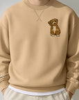 Custom Photo Embroidered Unisex Beige Sweatshirt, Personalised Pet, Couple, Family Portrait Jumper, Unisex Oversized Crewneck Name Embroidery Gift