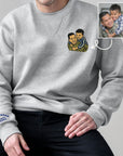Custom Photo Embroidered Unisex Sweatshirt, Personalised Pet, Couple, Family Portrait Jumper, Unisex Oversized Crewneck Name Embroidery Gift
