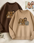 Custom Photo Embroidered Unisex Sweatshirt, Personalised Pet, Couple, Family Portrait Jumper, Unisex Oversized Crewneck Name Embroidery Gift