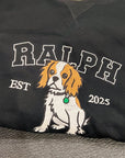 Custom Photo & Name Embroidered Pet Sweatshirt, Personalised Crewneck Jumper Oversize Dog, Cat Portrait Embroidery, Christmas Birthday Gift