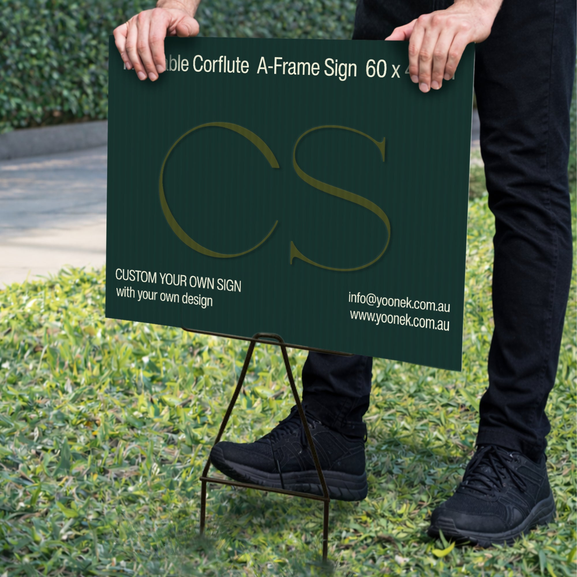 Custom Print Business Corflute Sign & Metal Ground Spike, Corrugated Poster Real Estate Pointer Signage Stakes, Advertising Yard Lawn Stands