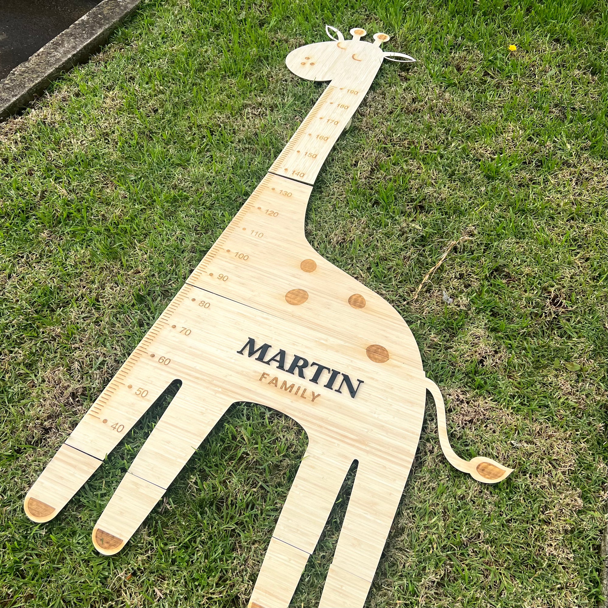 Custom 3D Raised Name Wooden Giraffe Height Chart, Personalised Laser Cut &amp; Engraved Family Growth Metric Ruler Record, Nursery Wall Decor