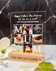 Custom 3D Collage Mom Photos Names LED Night Light, Personalised UV Printed Acrylic Wooden Table Lamp Sign Room Decor, Mum Mother's Day Gift