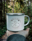 Engraved Enamel Camping Coffee Cup, Custom Logo Etching Adventure, Picnic, Hiking Mug, Personalised Travel Tumbler, Gift for Mom, Dad, Him