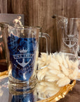 Custom Engraved 1.8L Crystal Glass Jug Beer Pitcher & 2 Italia Tankard Glass Mugs Set