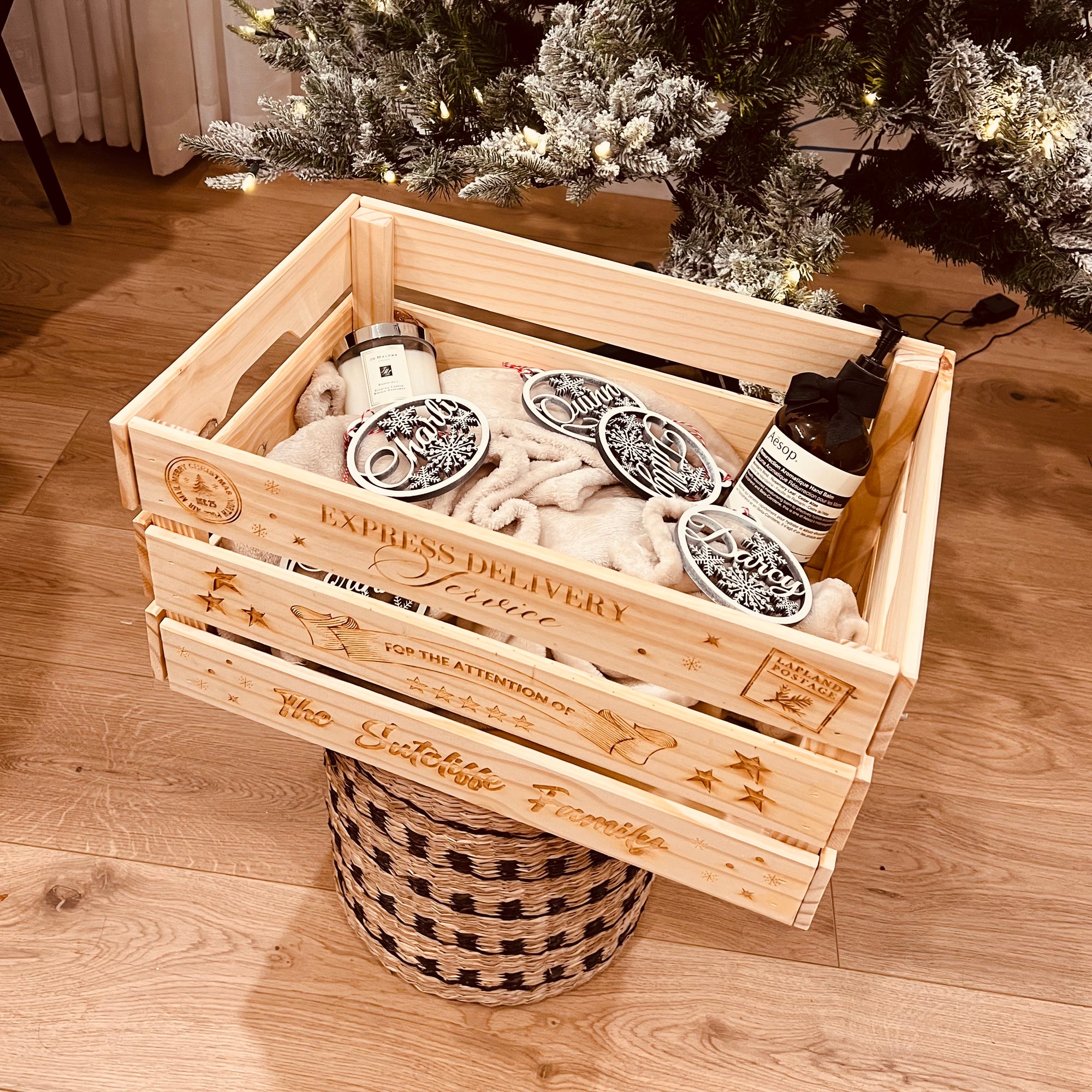 Custom Engraved Christmas Eve Box Crate - Large