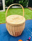 Engraved Picnic Insulated Cooler Carry Wicker Basket, Park, Beach, Garden, Pool, BBQ Travel, Custom Logo Corporate Gift, Housewarming, Wedding Present