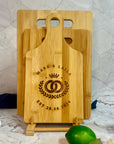 Personalised 3 Bamboo Chopping Boards & Stand Set Custom Engraved Wooden Cutting Paddle Tray Charcuterie Platter Housewarming Corporate Gift