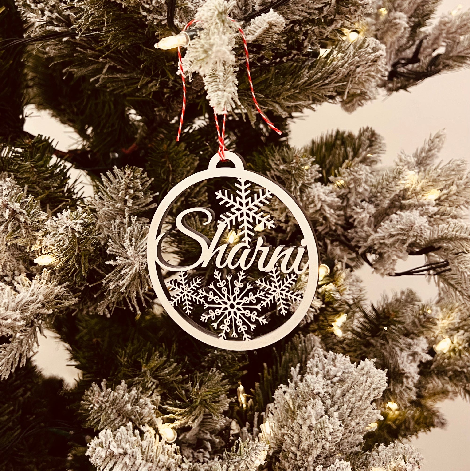 Custom Name Snowy Christmas Bauble