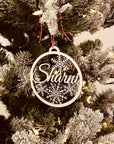 Custom Name Snowy Christmas Bauble