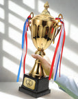 Metal Golden Trophy Cup & Custom Engraved Plaque, Personalised Award Winner, Sport, Staff, Teacher, Employee, Dad Celebration Gift Keepsake
