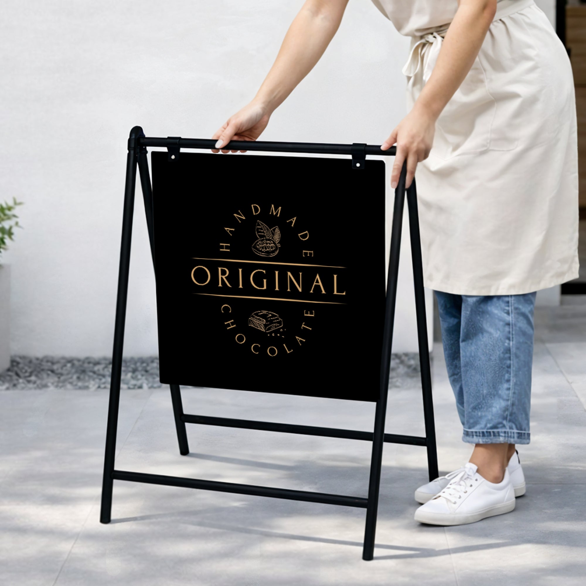Metal Swing A-Frame &amp; Custom UV Print Aluminum Panel, Outdoor Sidewalk Direction, Footpath Retail, Cafe, Restaurant, Business Advertise Sign