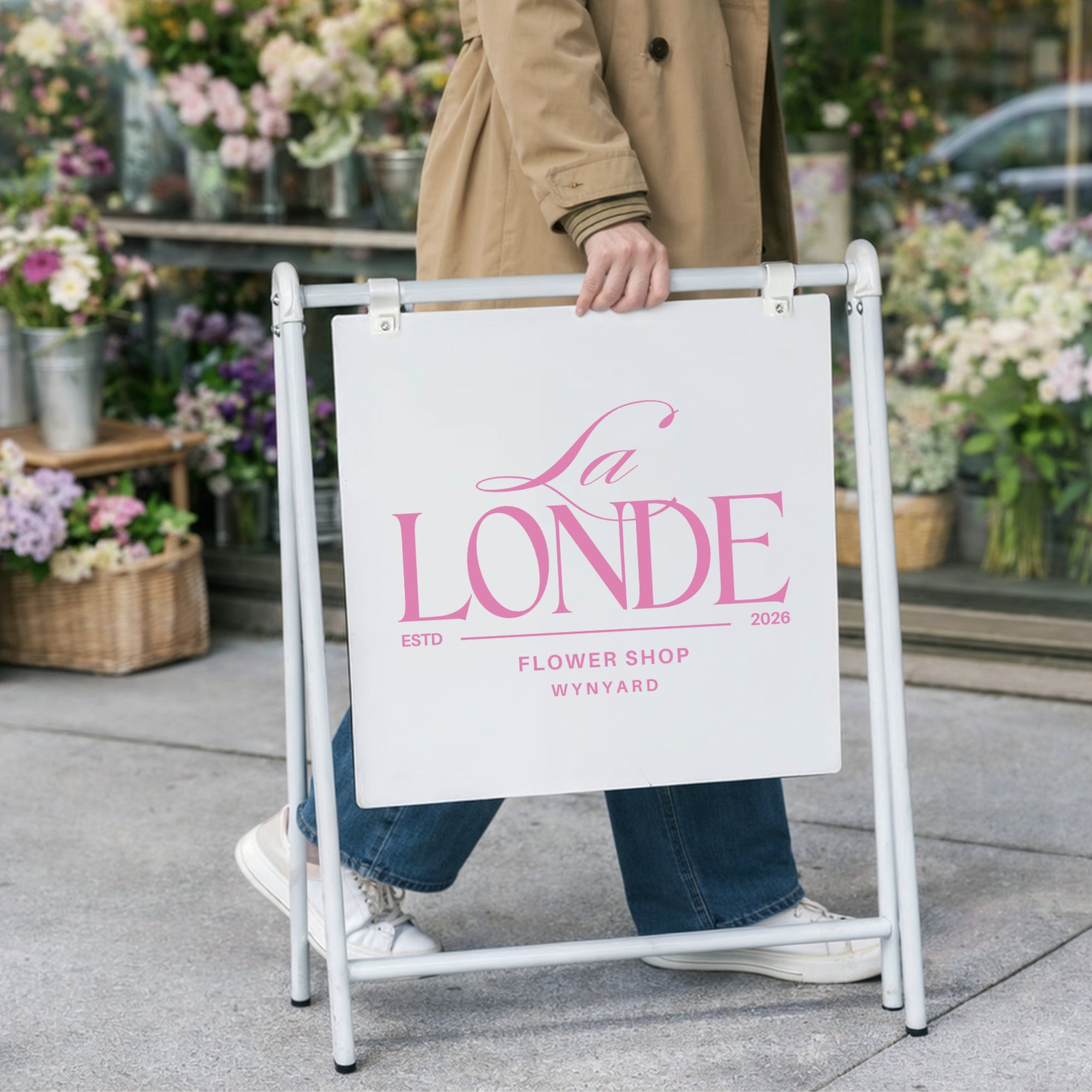 Metal Swing A-Frame &amp; Custom UV Print Aluminum Panel, Outdoor Sidewalk Direction, Footpath Retail, Cafe, Restaurant, Business Advertise Sign