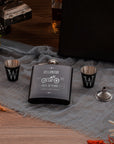 Personalised 170ml Hip Flask Set - Shot Glasses, Funnel & Free box. Custom Etched Groomsmen, Wedding, Dad Birthday, Xmas Logo Corporate Gift