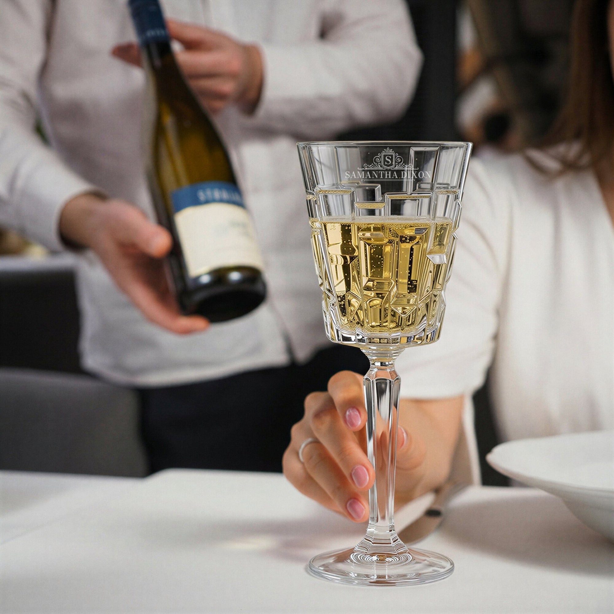 Personalised 280ml Italian Crystal Wine Goblet Glass, Custom Engraved RCR Cristalleria Glassware, Housewarming Barware Birthday Wedding Gift