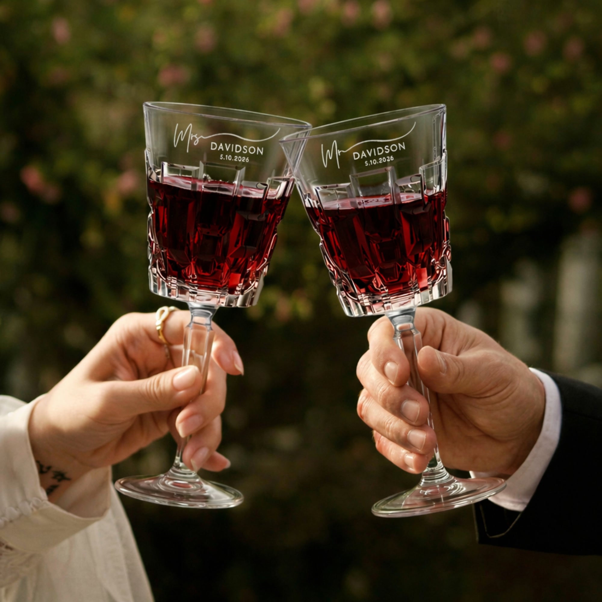 Personalised 280ml Italian Crystal Wine Goblet Glass, Custom Engraved RCR Cristalleria Glassware, Housewarming Barware Birthday Wedding Gift