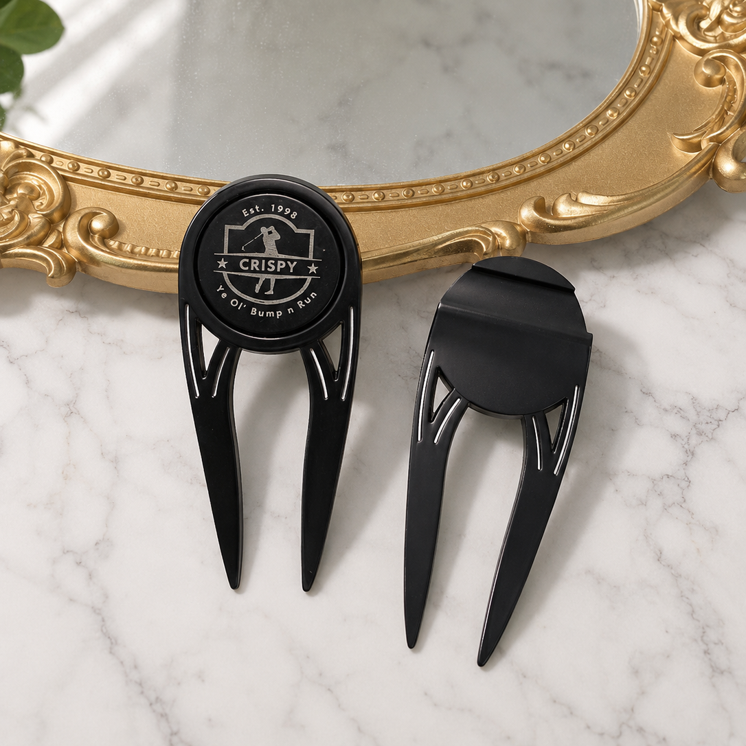 Personalised 3-in-1 golf divot tool with magnetic ball marker and bottle opener custom engraved